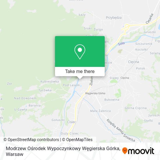 Modrzew Ośrodek Wypoczynkowy Węgierska Górka map