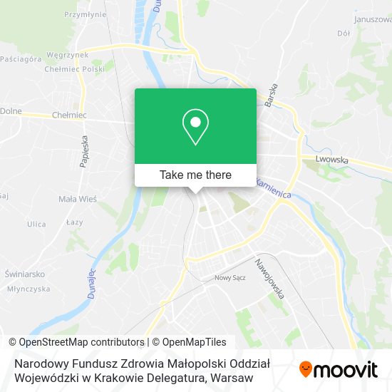 Narodowy Fundusz Zdrowia Małopolski Oddział Wojewódzki w Krakowie Delegatura map