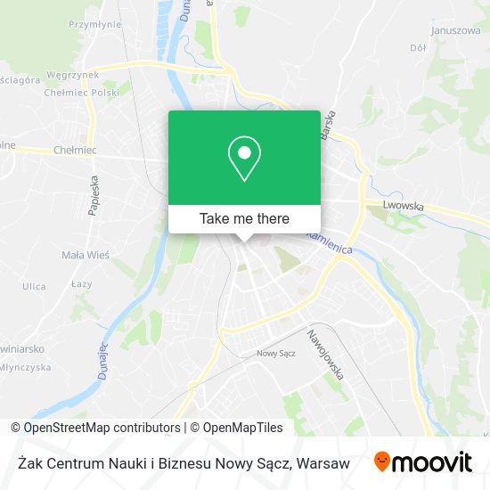 Żak Centrum Nauki i Biznesu Nowy Sącz map