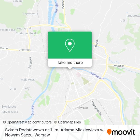 Szkoła Podstawowa nr 1 im. Adama Mickiewicza w Nowym Sączu map