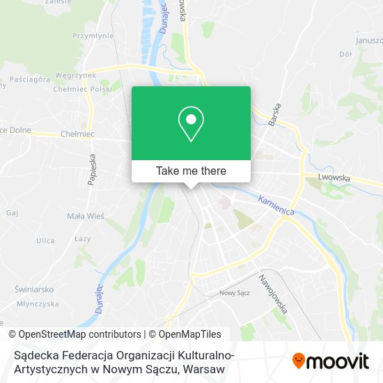 Sądecka Federacja Organizacji Kulturalno-Artystycznych w Nowym Sączu map