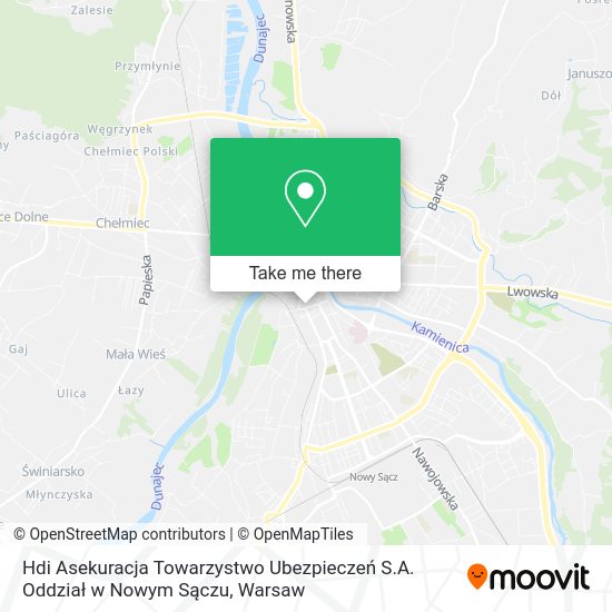 Hdi Asekuracja Towarzystwo Ubezpieczeń S.A. Oddział w Nowym Sączu map