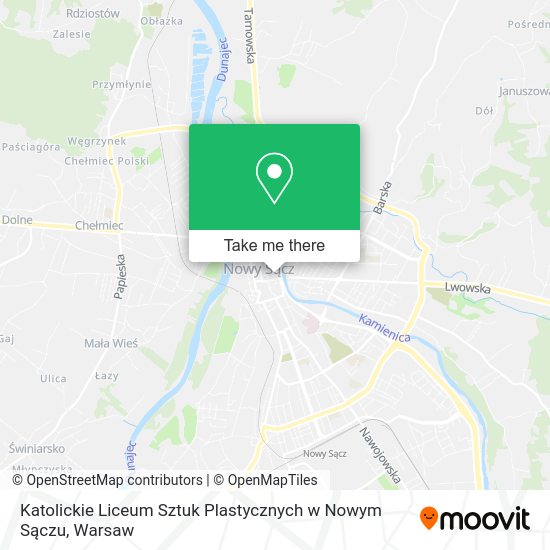 Katolickie Liceum Sztuk Plastycznych w Nowym Sączu map