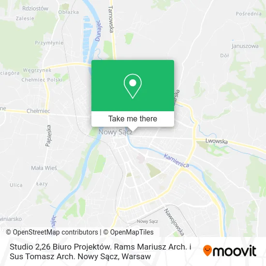 Studio 2,26 Biuro Projektów. Rams Mariusz Arch. i Sus Tomasz Arch. Nowy Sącz map
