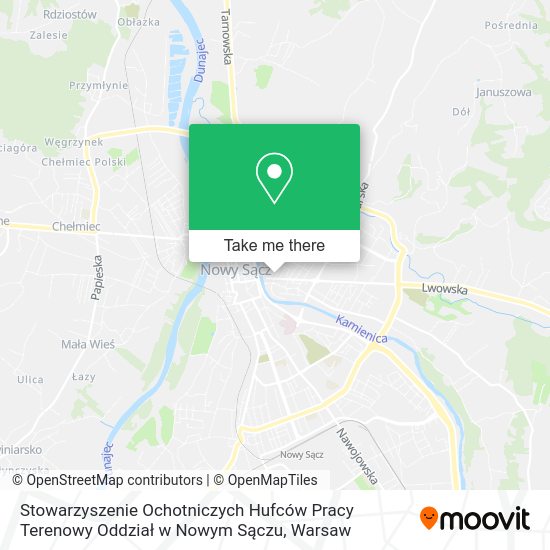 Stowarzyszenie Ochotniczych Hufców Pracy Terenowy Oddział w Nowym Sączu map