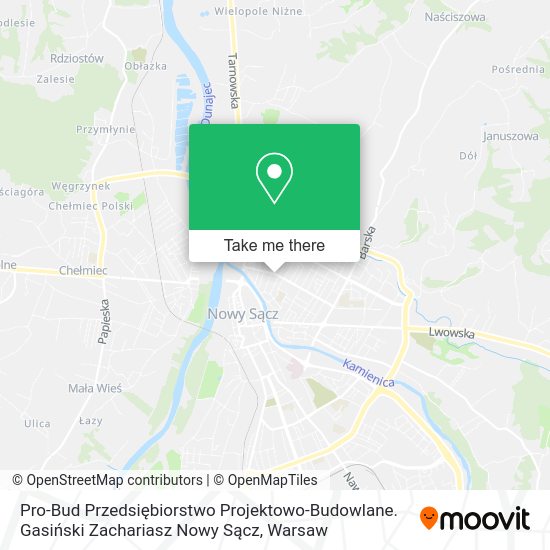 Карта Pro-Bud Przedsiębiorstwo Projektowo-Budowlane. Gasiński Zachariasz Nowy Sącz