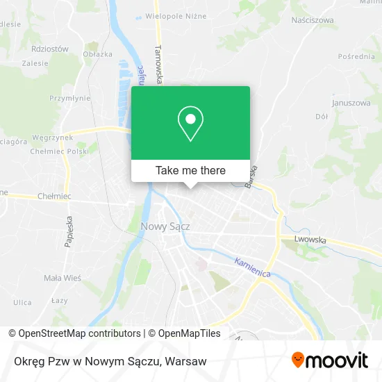 Okręg Pzw w Nowym Sączu map