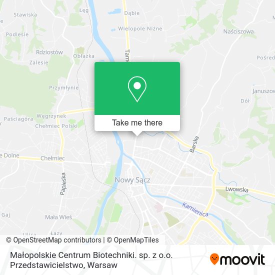 Małopolskie Centrum Biotechniki. sp. z o.o. Przedstawicielstwo map