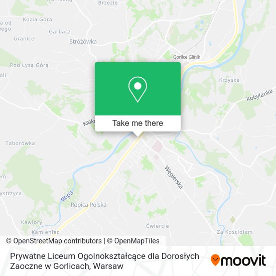 Prywatne Liceum Ogolnokształcące dla Dorosłych Zaoczne w Gorlicach map