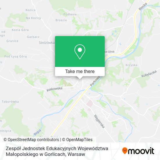 Zespół Jednostek Edukacyjnych Województwa Małopolskiego w Gorlicach map