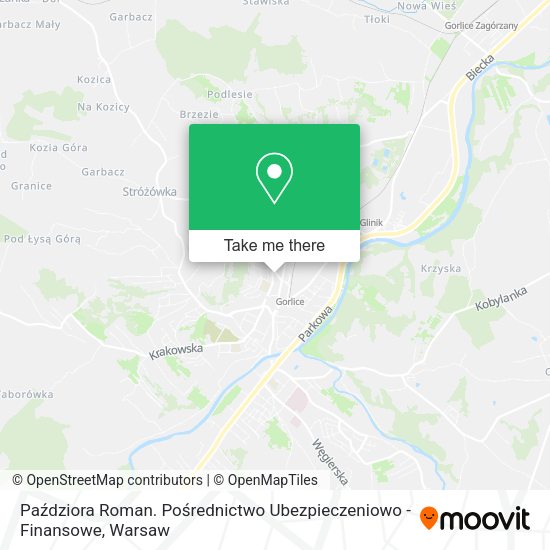 Paździora Roman. Pośrednictwo Ubezpieczeniowo - Finansowe map