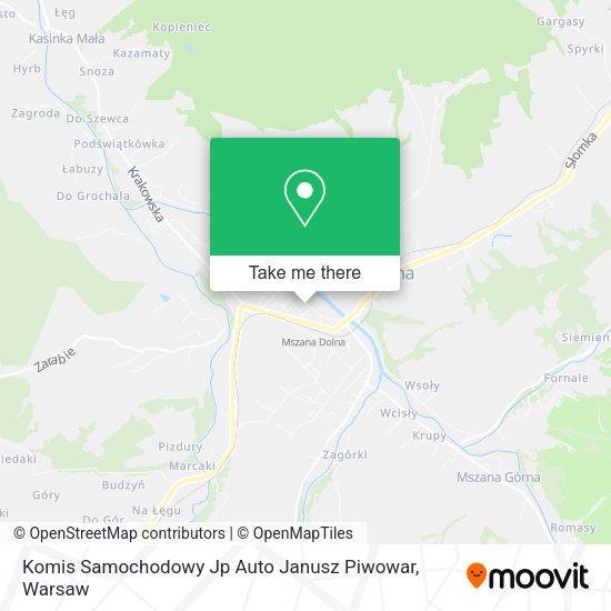 Карта Komis Samochodowy Jp Auto Janusz Piwowar