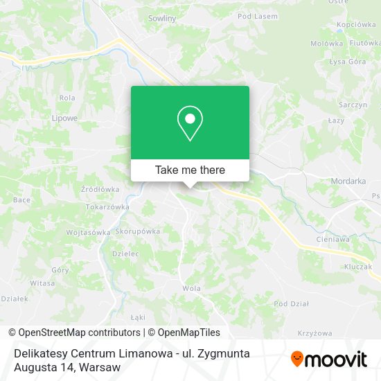 Delikatesy Centrum Limanowa - ul. Zygmunta Augusta 14 map