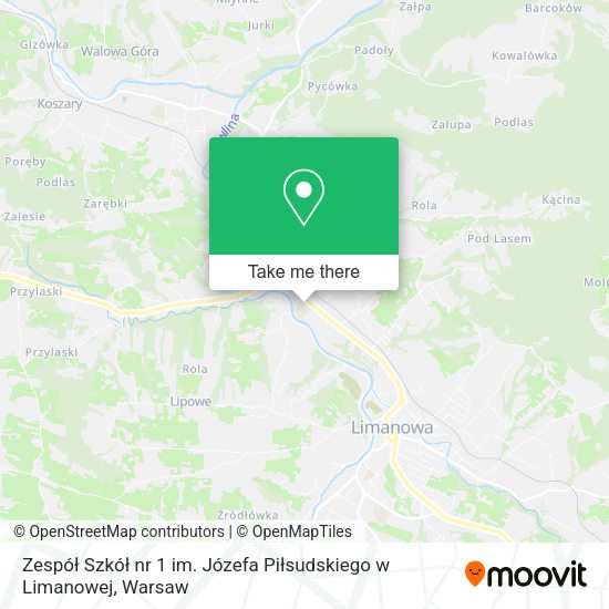 Карта Zespół Szkół nr 1 im. Józefa Piłsudskiego w Limanowej