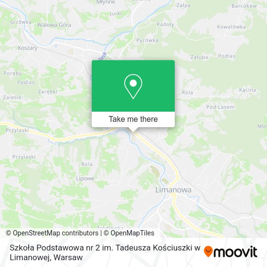 Szkoła Podstawowa nr 2 im. Tadeusza Kościuszki w Limanowej map