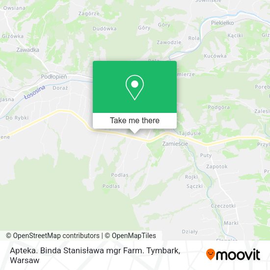 Apteka. Binda Stanisława mgr Farm. Tymbark map