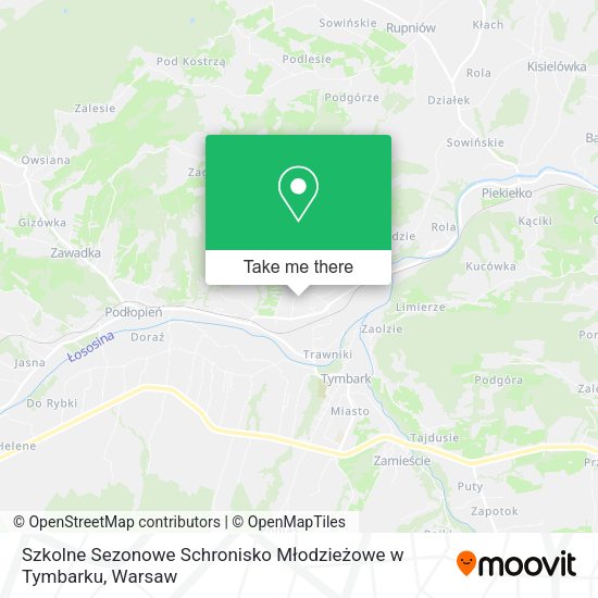 Szkolne Sezonowe Schronisko Młodzieżowe w Tymbarku map