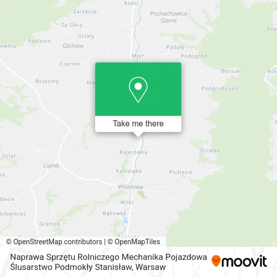 Карта Naprawa Sprzętu Rolniczego Mechanika Pojazdowa Ślusarstwo Podmokły Stanisław