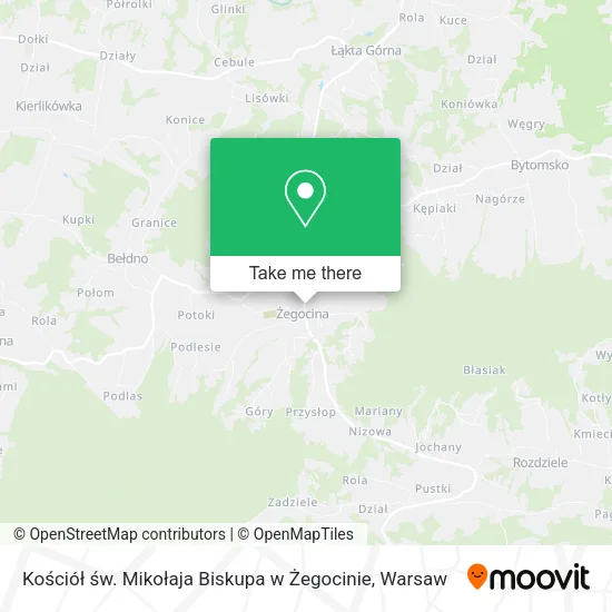 Карта Kościół św. Mikołaja Biskupa w Żegocinie