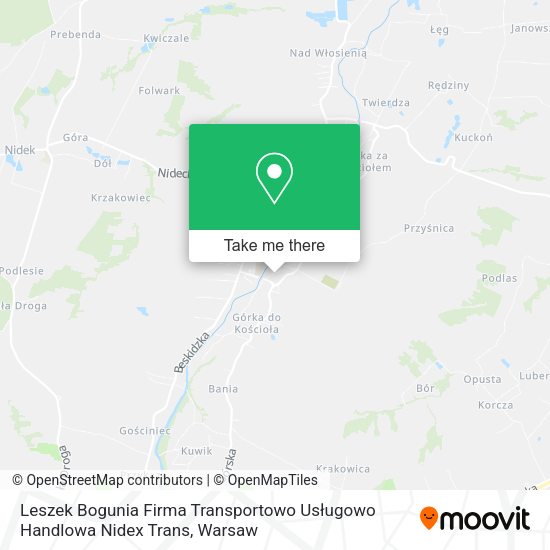 Leszek Bogunia Firma Transportowo Usługowo Handlowa Nidex Trans map