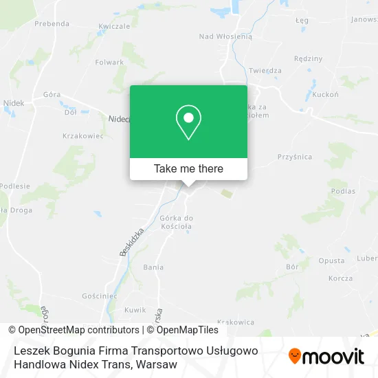 Карта Leszek Bogunia Firma Transportowo Usługowo Handlowa Nidex Trans
