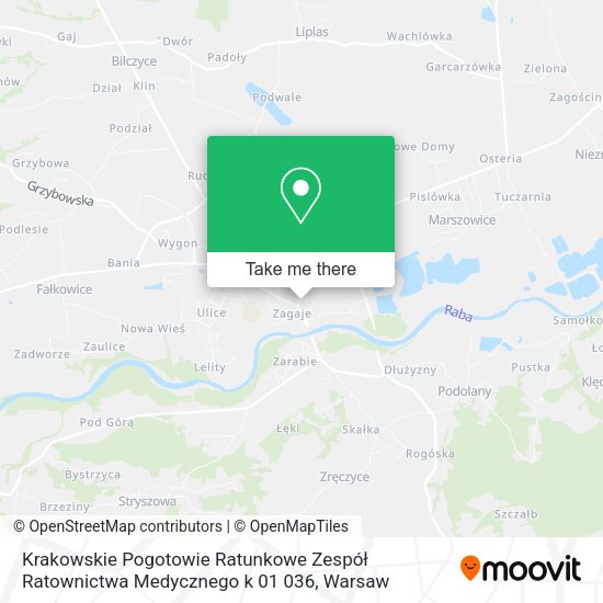 Krakowskie Pogotowie Ratunkowe Zespół Ratownictwa Medycznego k 01 036 map