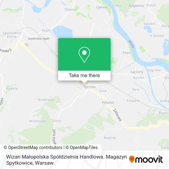 Wizan Małopolska Spółdzielnia Handlowa. Magazyn Spytkowice map