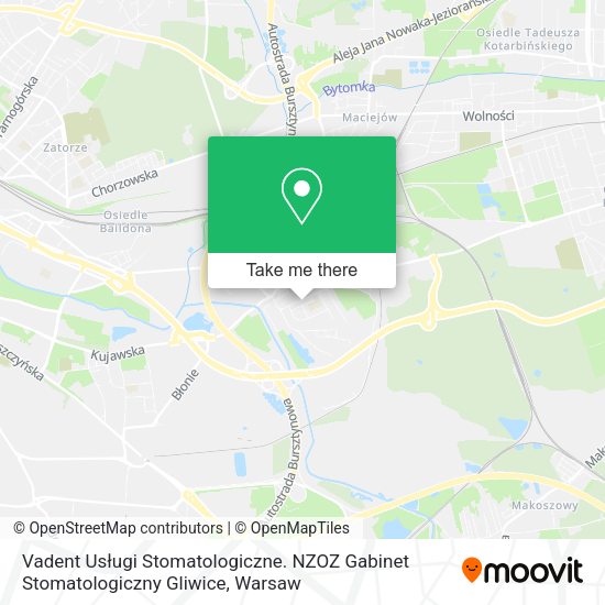 Vadent Usługi Stomatologiczne. NZOZ Gabinet Stomatologiczny Gliwice map