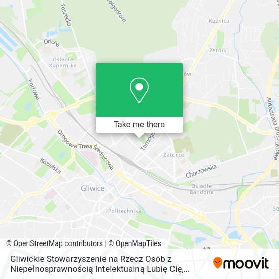 Gliwickie Stowarzyszenie na Rzecz Osób z Niepełnosprawnością Intelektualną Lubię Cię map