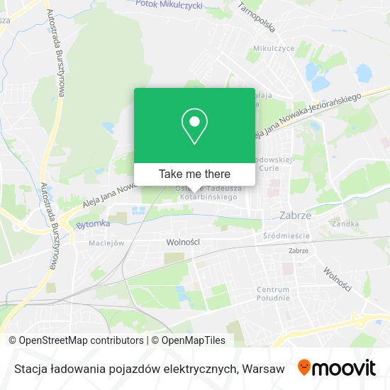 Карта Stacja ładowania pojazdów elektrycznych