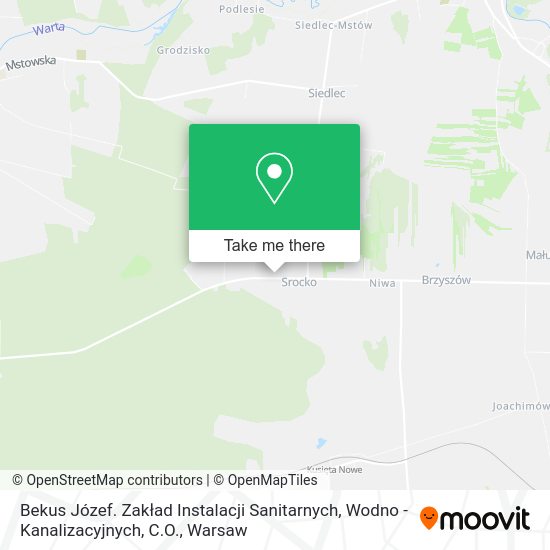 Bekus Józef. Zakład Instalacji Sanitarnych, Wodno - Kanalizacyjnych, C.O. map