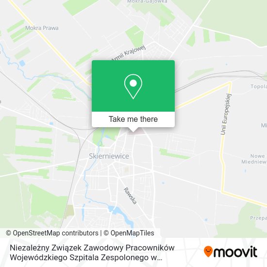 Niezależny Związek Zawodowy Pracowników Wojewódzkiego Szpitala Zespolonego w Skierniewicach map