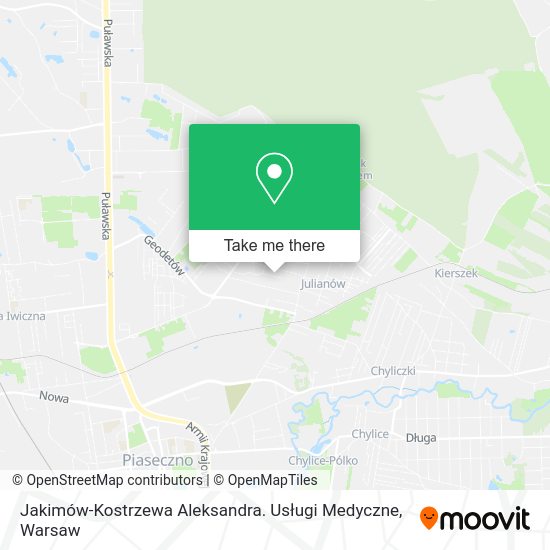 Jakimów-Kostrzewa Aleksandra. Usługi Medyczne map