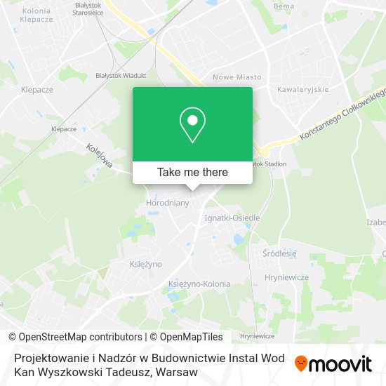 Projektowanie i Nadzór w Budownictwie Instal Wod Kan Wyszkowski Tadeusz map