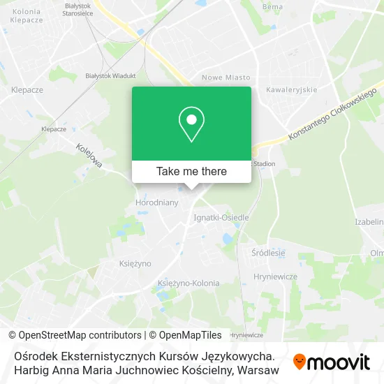 Карта Ośrodek Eksternistycznych Kursów Językowycha. Harbig Anna Maria Juchnowiec Kościelny