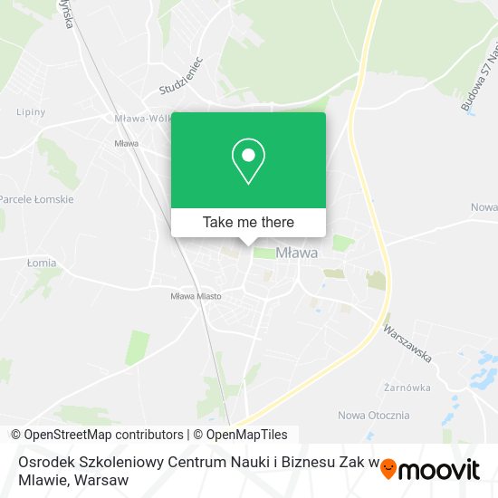 Osrodek Szkoleniowy Centrum Nauki i Biznesu Zak w Mlawie map