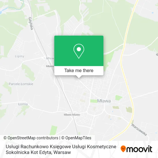 Карта Usługi Rachunkowo Księgowe Usługi Kosmetyczne Sokolnicka Kot Edyta
