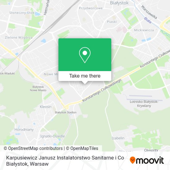 Карта Karpusiewicz Janusz Instalatorstwo Sanitarne i Co Białystok