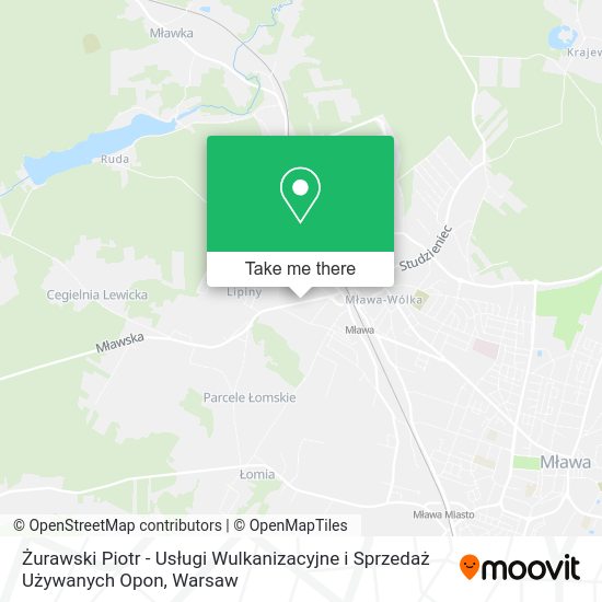 Żurawski Piotr - Usługi Wulkanizacyjne i Sprzedaż Używanych Opon map