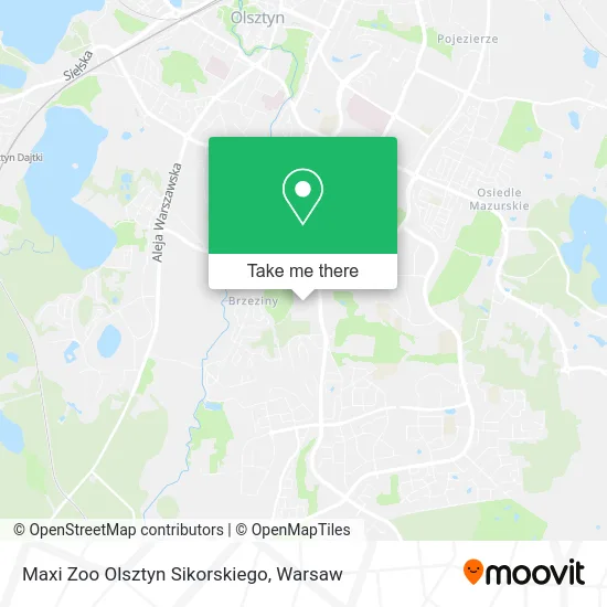 Maxi Zoo Olsztyn Sikorskiego map
