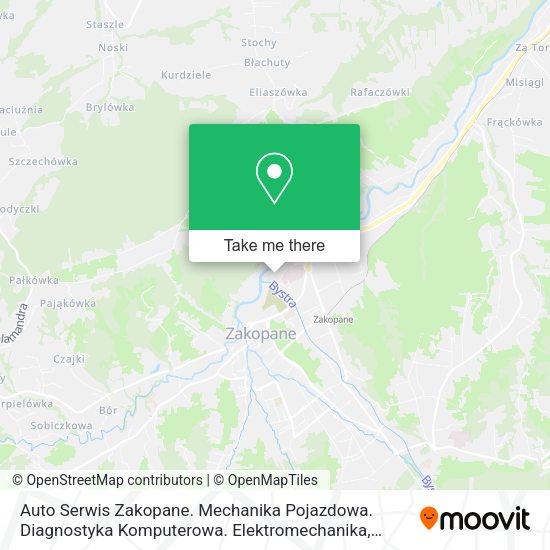 Карта Auto Serwis Zakopane. Mechanika Pojazdowa. Diagnostyka Komputerowa. Elektromechanika