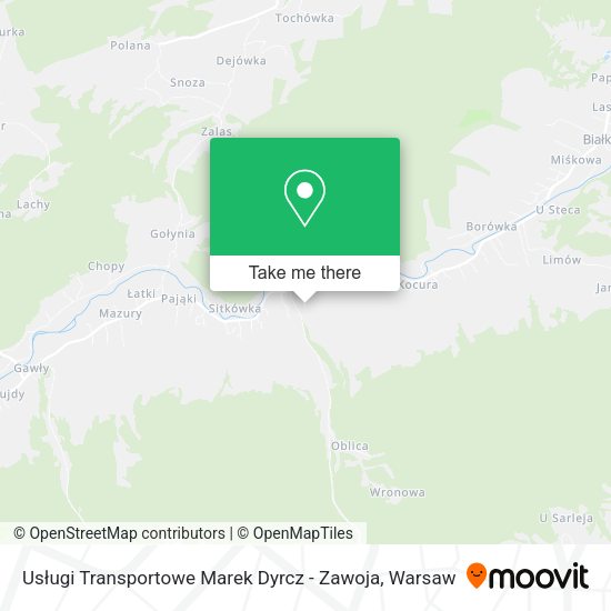 Usługi Transportowe Marek Dyrcz - Zawoja map