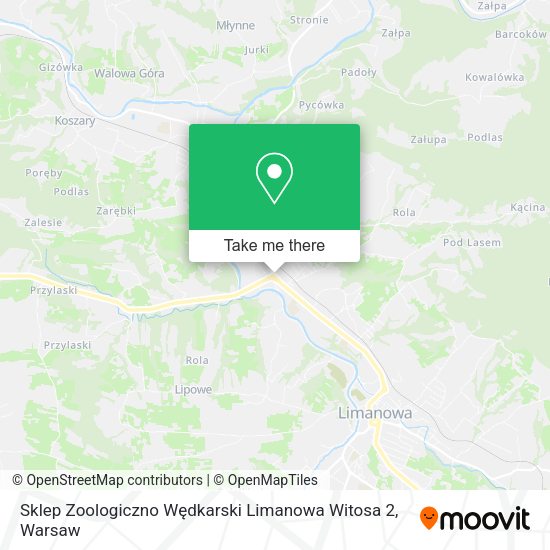 Sklep Zoologiczno Wędkarski Limanowa Witosa 2 map