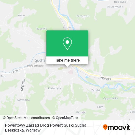 Powiatowy Zarząd Dróg Powiat Suski Sucha Beskidzka map