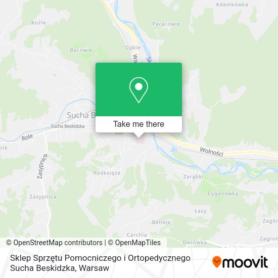 Sklep Sprzętu Pomocniczego i Ortopedycznego Sucha Beskidzka map