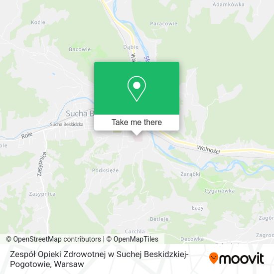 Zespół Opieki Zdrowotnej w Suchej Beskidzkiej-Pogotowie map