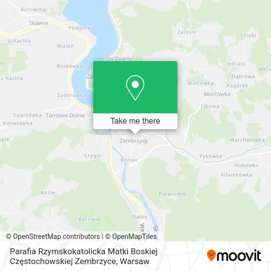 Parafia Rzymskokatolicka Matki Boskiej Częstochowskiej Zembrzyce map