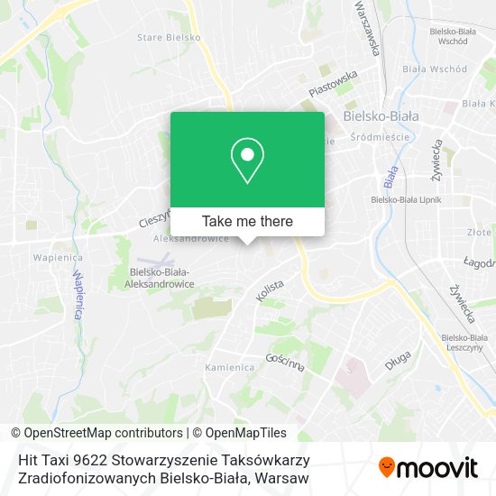 Hit Taxi 9622 Stowarzyszenie Taksówkarzy Zradiofonizowanych Bielsko-Biała map