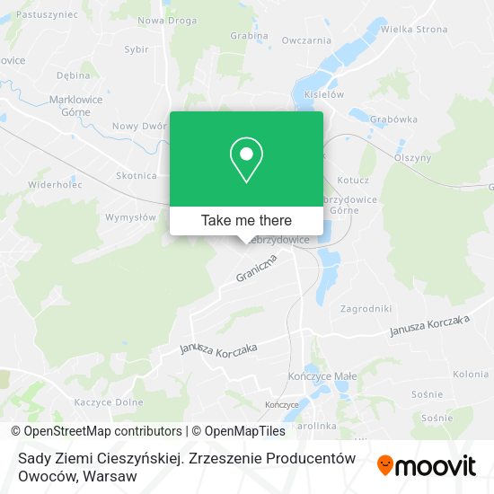 Sady Ziemi Cieszyńskiej. Zrzeszenie Producentów Owoców map