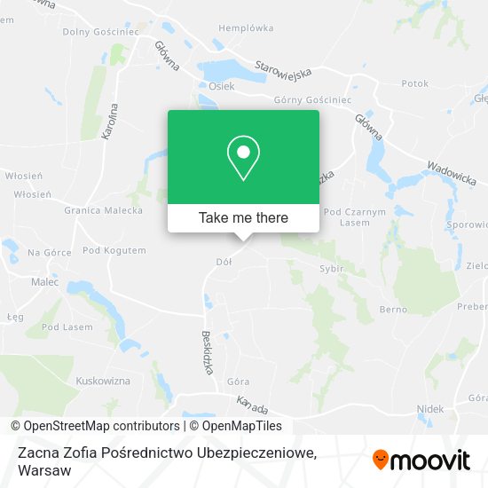 Zacna Zofia Pośrednictwo Ubezpieczeniowe map